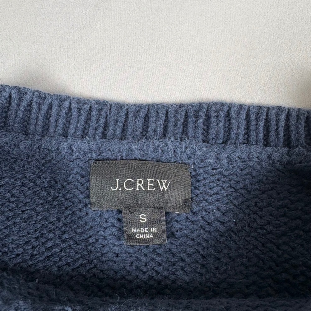 J.Crew Re-Imagined Mens Small Navy Blue Cotton Anchor Cable Knit Sweater AM609 - Picture 3 of 8